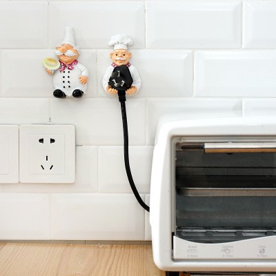 Humoristic Kait Gantung Dinding Holder Kabel Power Desain Kakek / Nenek Lucu