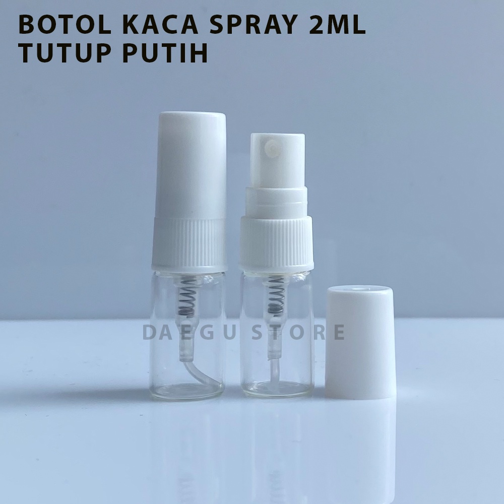 Botol Spray Kaca 2ml Parfum Refill Vial Travel Size Tutup Putih