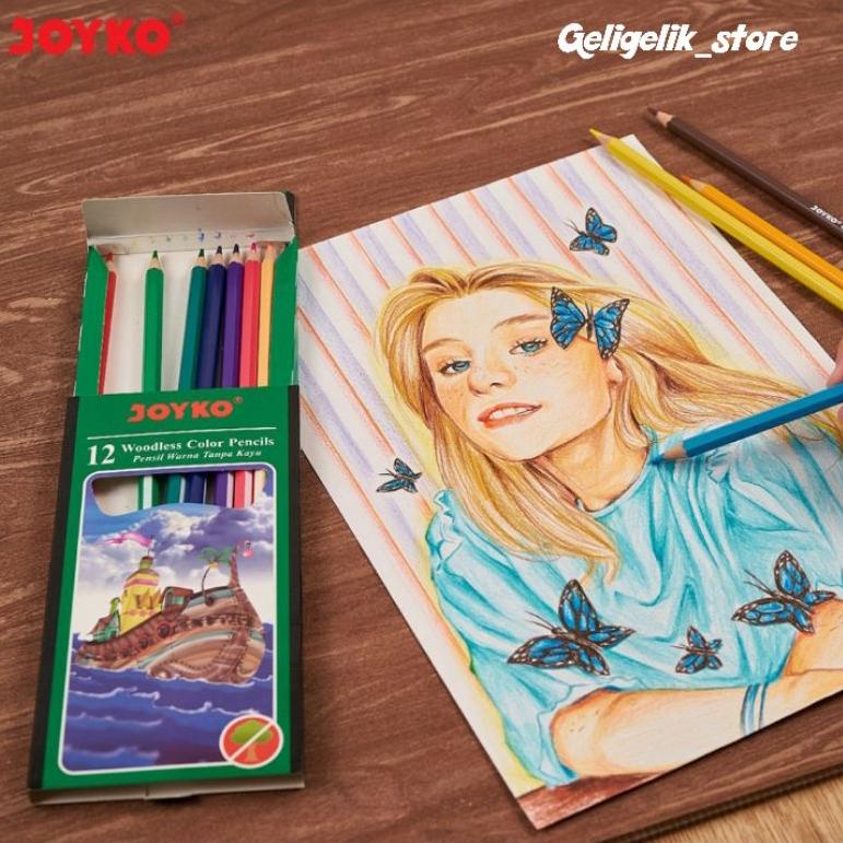 

(H3W4) PENSIL WARNA PANJANG 12 WARNA JOYKO CP-103 / COLOUR PENCIL PANJANG //Terhitz