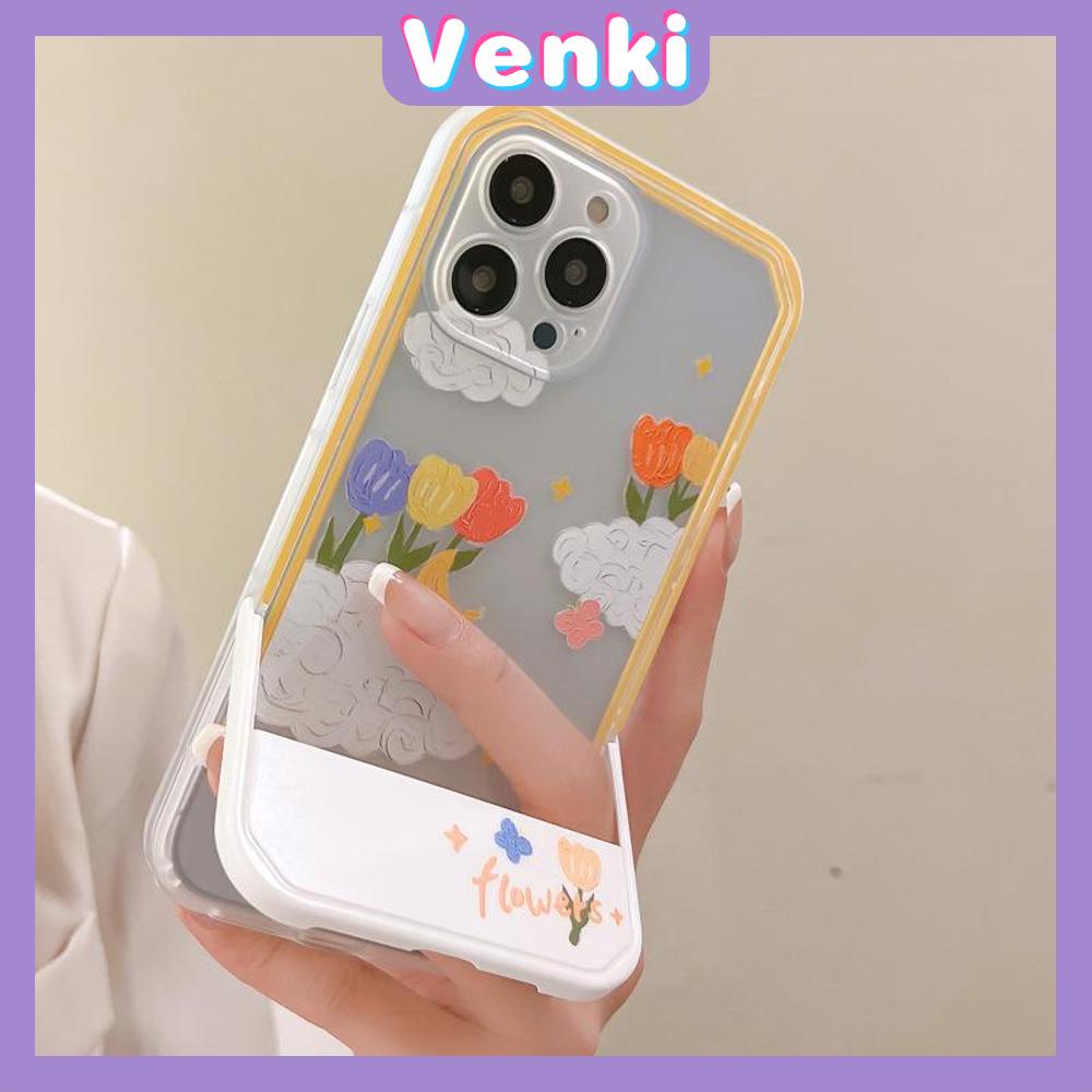 iPhone Case Acrylic Invisible Folding Stand Silicone Soft Case Airbag Shockproof Cover Camera Flower Cloud Compatible For iPhone 11 Pro Max 13 Pro Max 12 Pro Max 7Plus xr XS Max