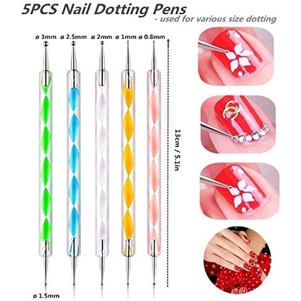 Alat Lukis Kuku nail art Dotting tools  kutek gel Dot pen titik isi 5