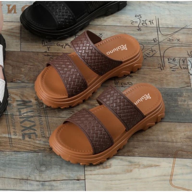 SANDAL WANITA IMPORT SLOP BAN 2 TERBARU SANDAL WEDGES PEREMPUAN EMPUK TRENDY KEKINIAN