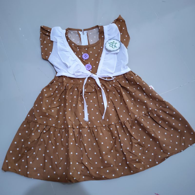 Dress Anak 1 2 tahun gaun anak cewek perempuan model rompi cantik  fatonah shop ( dress ROMPI CANTIK )