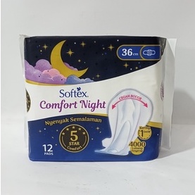 Softex Comfort NIGHT wing 36cm 12 pads pembalut malam wanita (no.01)