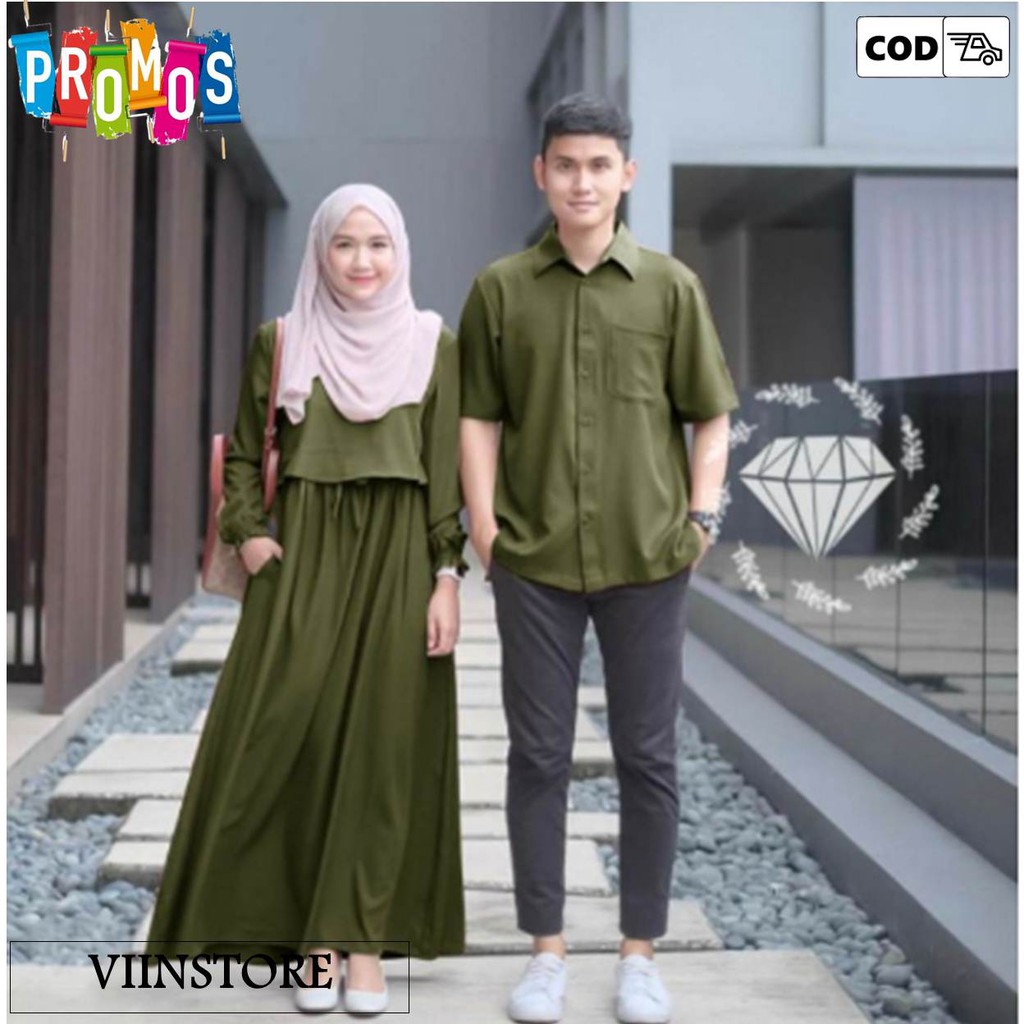 2021 Gamis Couple Keluarga / Gamis Syari Terbaru Couple Muslim Mewah Gamis Lebaran bahan Moscrepe