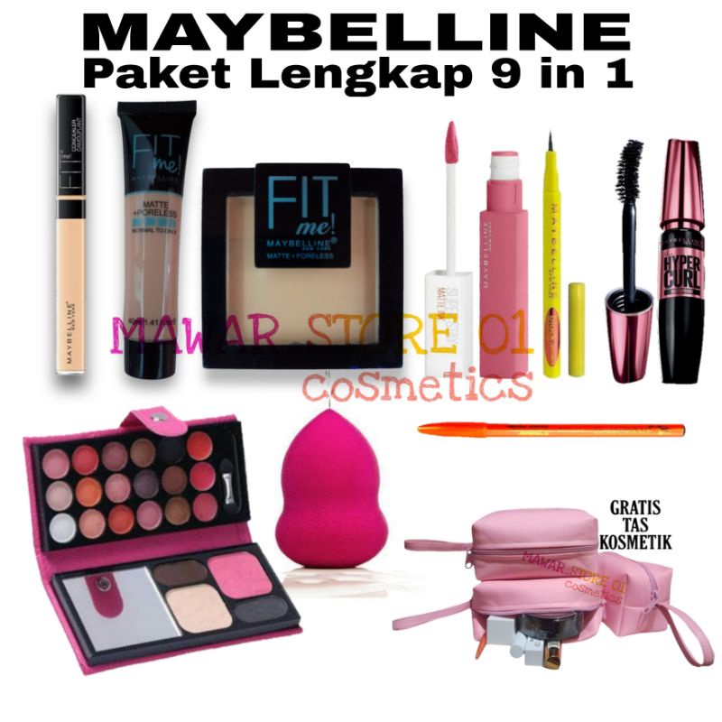 Paket Make Up Maybelline Lengkap 9 In 1 / Paket Kosmetik Maybelline 9 In 1