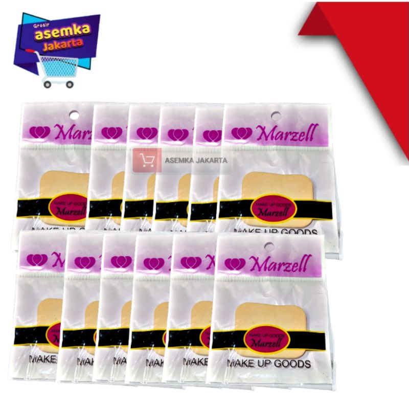 Spons Bedak 12pcs Young Beauty Marzell Kemasan Plastik Grosir