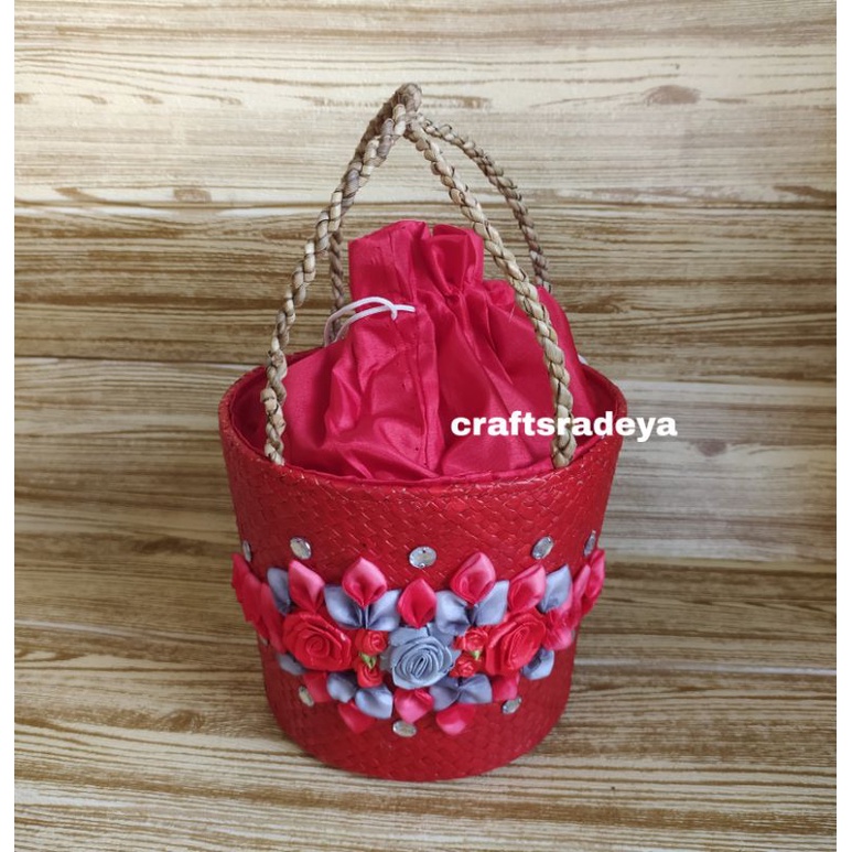 

RB Tas ember bakul bunga pita 2 toples // tas hampers bakul raya premium / keranjang souvenir unik