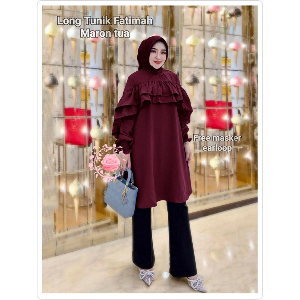 LONG TUNIK FATIMAH / TUNIK PANJANG FASHION WANITA / TUNIK DRESS MODEL TERLARIS TERBARU