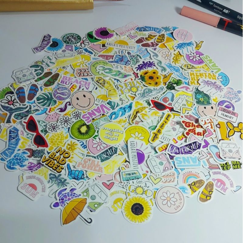 

[20 pcs] Stiker Cute Aesthetic RANDOM Vinyl Glossy Murah