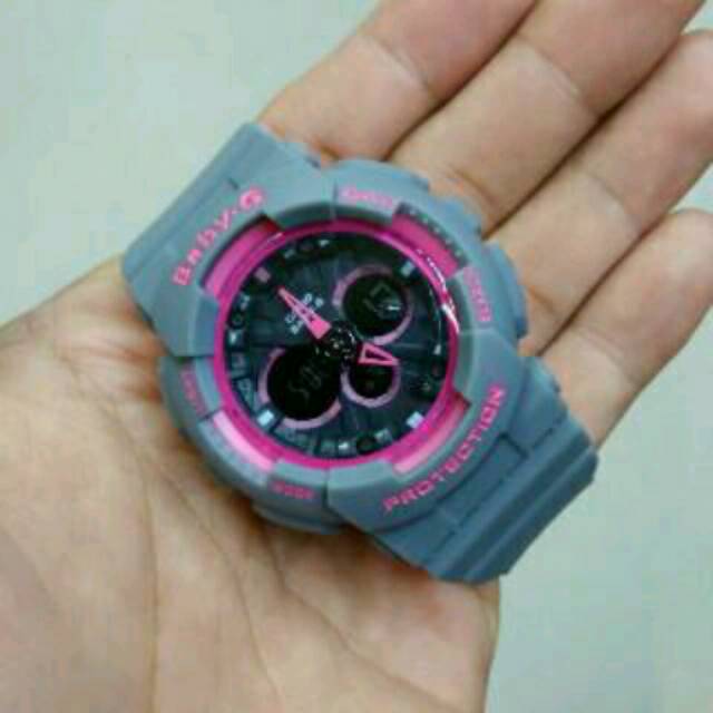 Jam Tangan Sporty Wanita Baby-G BGA-120 Grey Pink KW Super