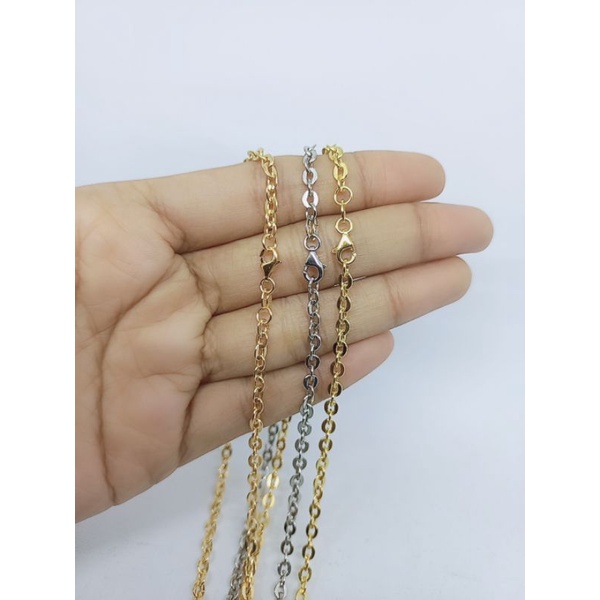 kalung rantai nori ukir &amp; nori polos/perak asli silver 925 lapis emas/perhiasan fashion wanita terbaru