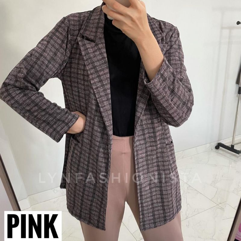 LYNFASHIONISTA-BLAZER WANITA PREMIUM/BLAZER KOREA KOTAK TARTAN/CARDIGAN OFFICE CASUAL/SONYA