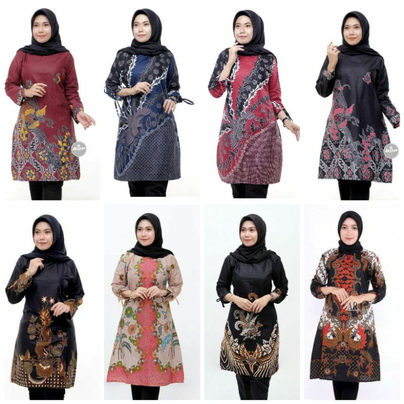 Atasan Batik Wanita Modern Lengan Panjang Muslim Terbaru