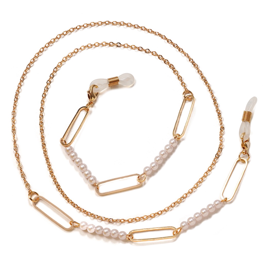 Tali Rantai Kacamata Gantung Bahan Tembaga Lapis Emas anti Slip Warna-Warni Gaya Eropa Amerika