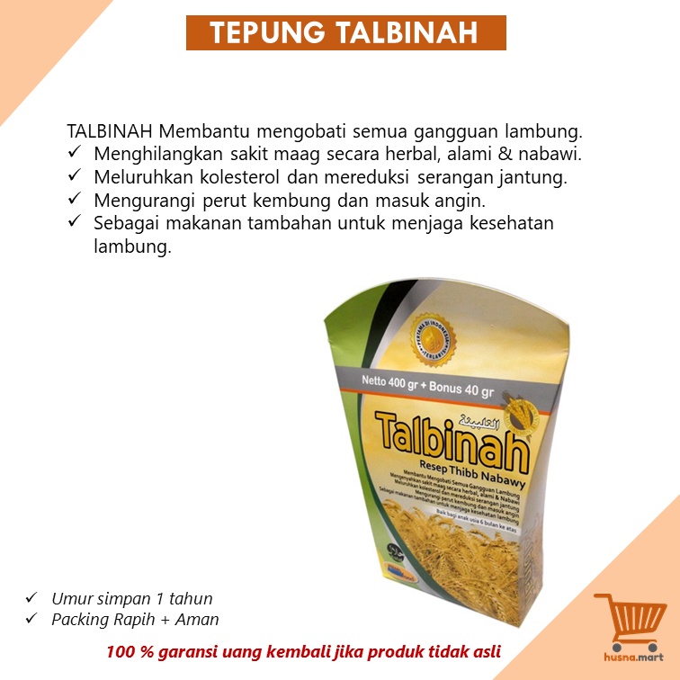 Talbinah Tepung Gandum Herbal - Lambung - Maag -Tepung Talbinah isi 440 Gram Original