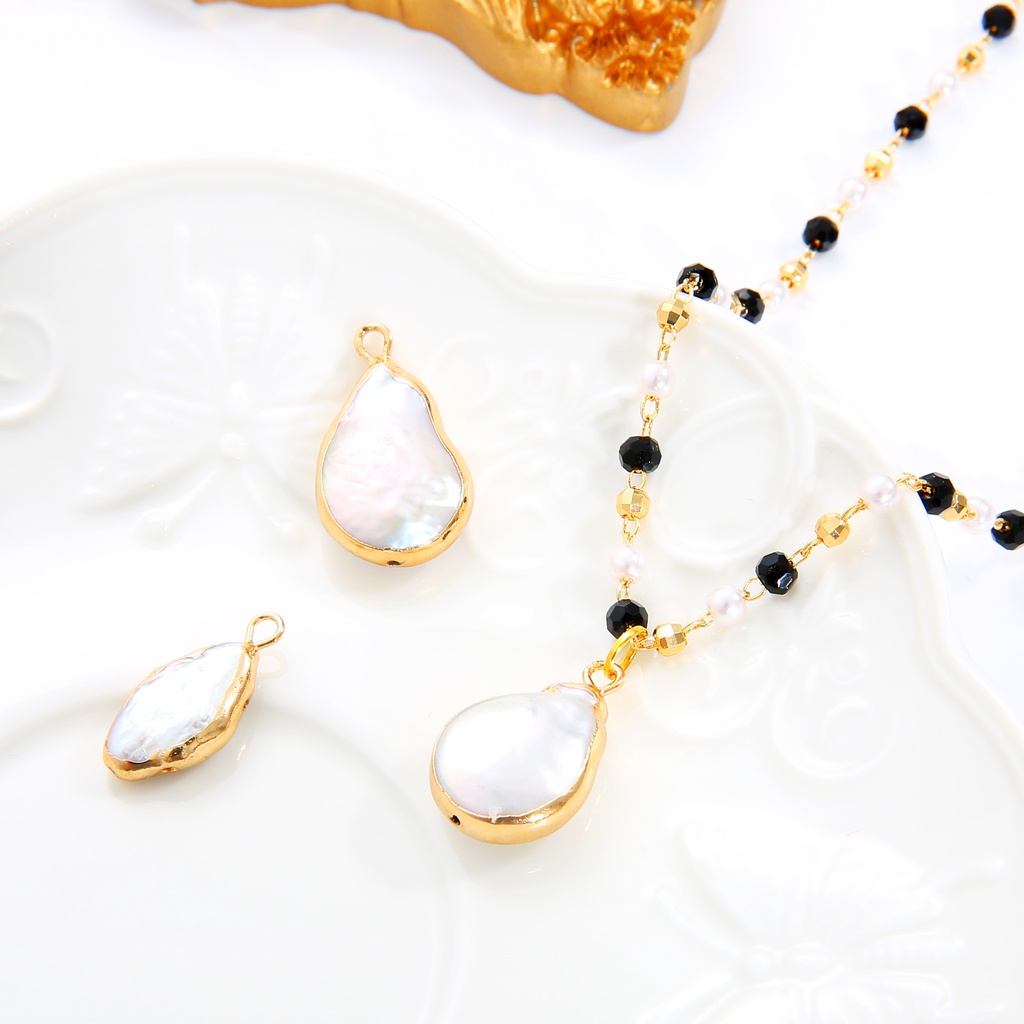 Elliptical Double Lubang Konektor Pesona Alami Air Tawar Shell Bintang Laut untuk Membuat Perhiasan DIY Anting-Anting Kalung Aksesoris