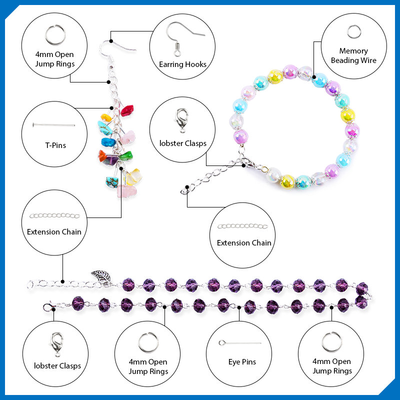 Temuan Perhiasan Set Perhiasan Membuat Kit Temuan Perhiasan Starter Kit dengan Alat Perbaikan untuk Perhiasan Pembuatan Manik-manik Perlengkapan DIY