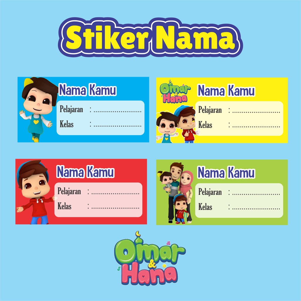 

Stiker label Nama Buku anak Tema Omar & Hana (isi40pcs)