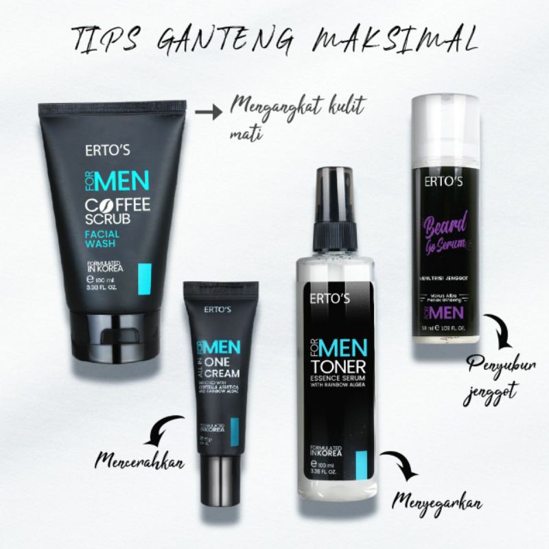 Paket ertos men LENGKAP 4 PCS / paket skincare cowok /paket ganteng maksimal