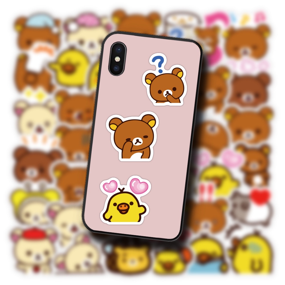 Rilakkuma stiker lucu kartun little ayam kuning tangan akun bahan Ringan beruang lucu lubang hidung