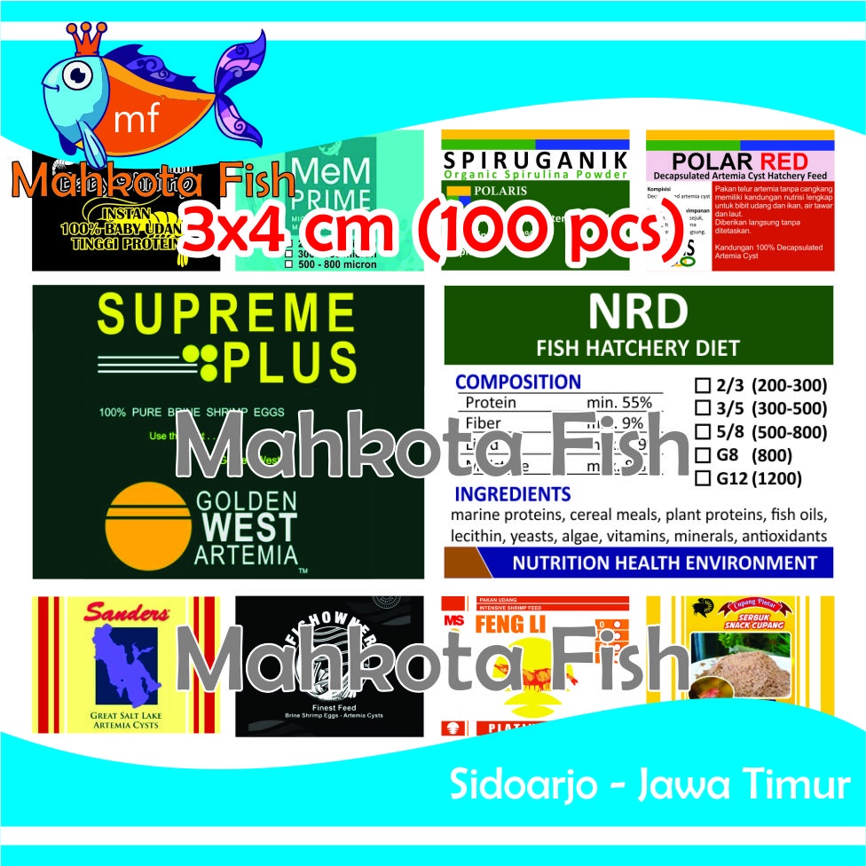 Stiker Repack (3x4) | Mem | Supreme | FishOwner | NRD | Polar Red | Spirulina | Baby Shrimp | Fengli | Sanders | Snack Cupang