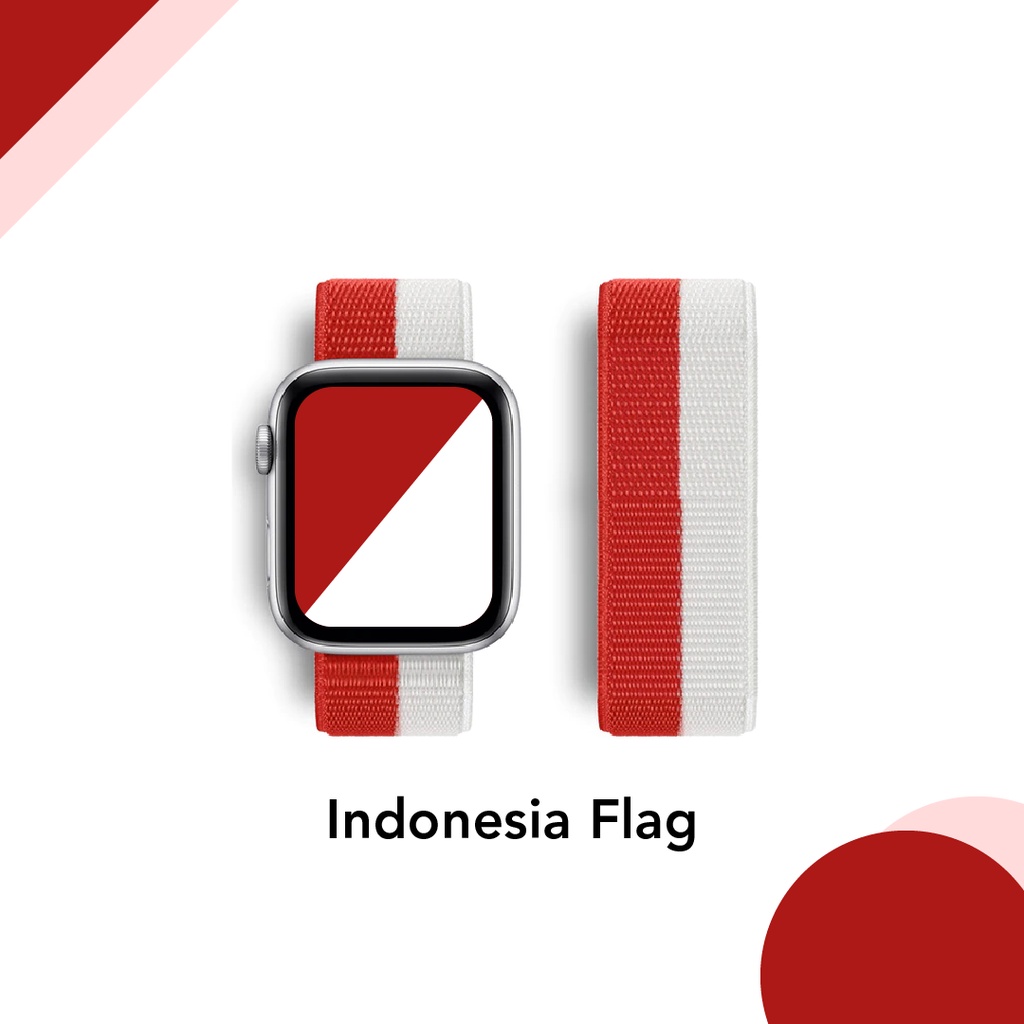 Strap untuk Apple watch IWO HW 38 40 41 42 44 45 49mm Tali Jam Tangan Strap Indonesian Flag Sport Band iwatch series 1 2 3 4 5 6 SE 7 8 9 ULTRA