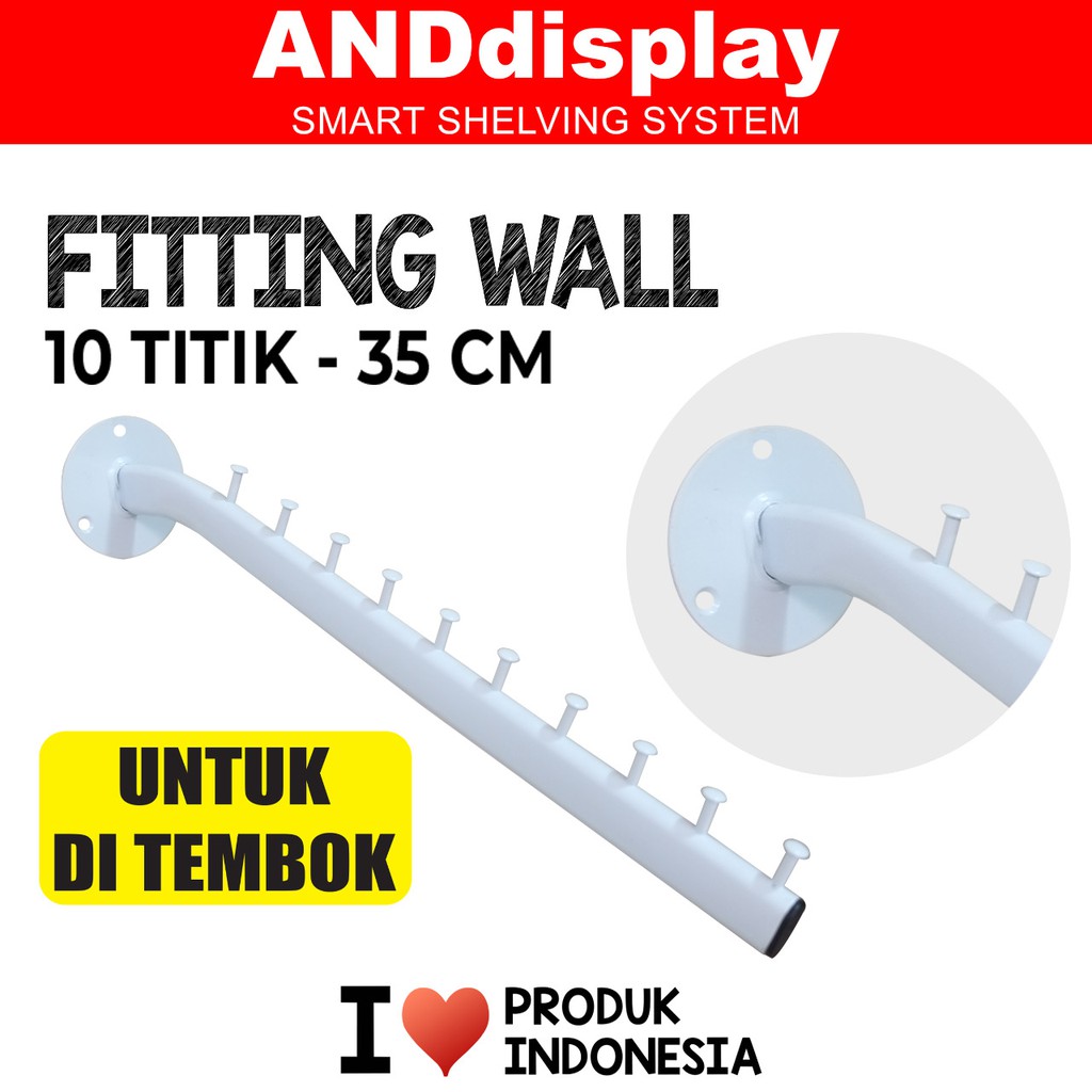 SULING BAJU FW 35CM PUTIH 10TITIK FITTING WALL GANTUNGAN HANGER TEMBOK