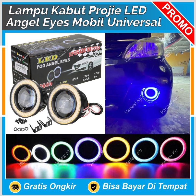 LAMPU KABUT MOBIL LED FOGLAMP + ANGEL EYE PROJIE TEMBAK KABUT 89 MM 89MM 2 MODE TERMURAH : AVANZA XE