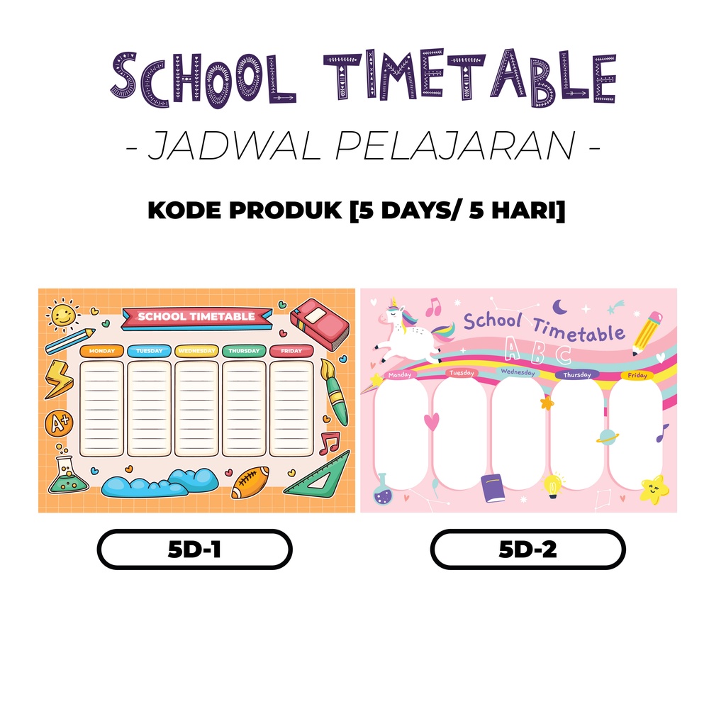 Shool Timetable/ Jadwal Pelajaran Sekolah, Kuliah Anti Air &amp; Sobek, Tinggal Tempel (GRATIS SPIDOL)