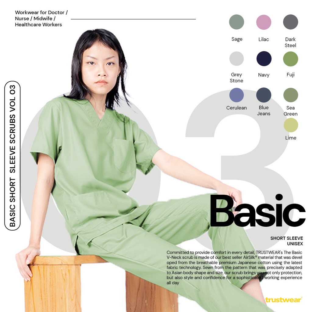 Doctor`s Scrub/Set Baju Celana Jaga  OKA OK Perawat/Dokter Lengan Pendek III