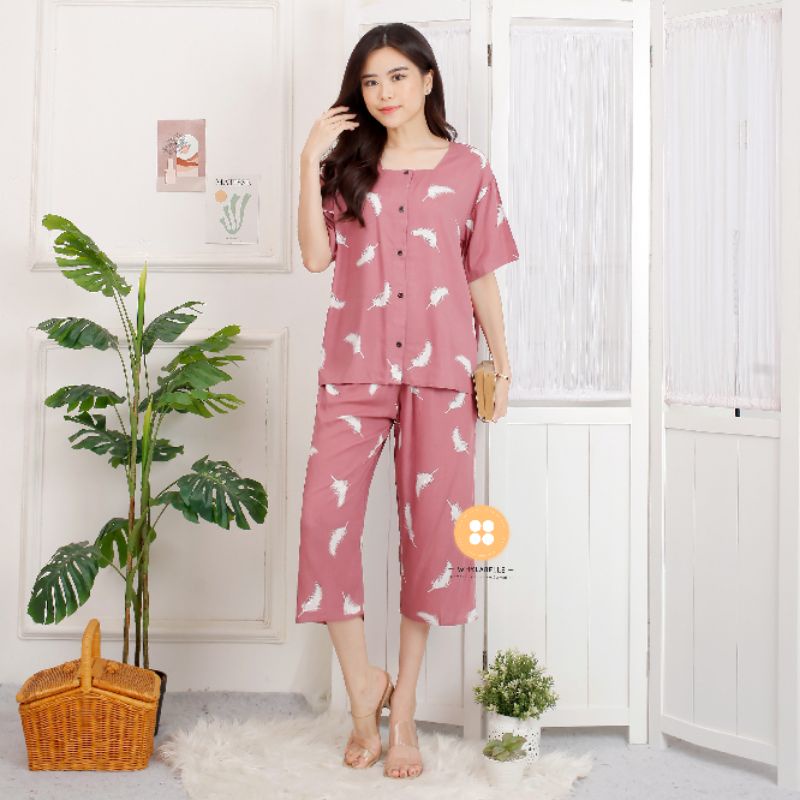 Baju tidur homewear super premium rayon 7/8-Bulu salem