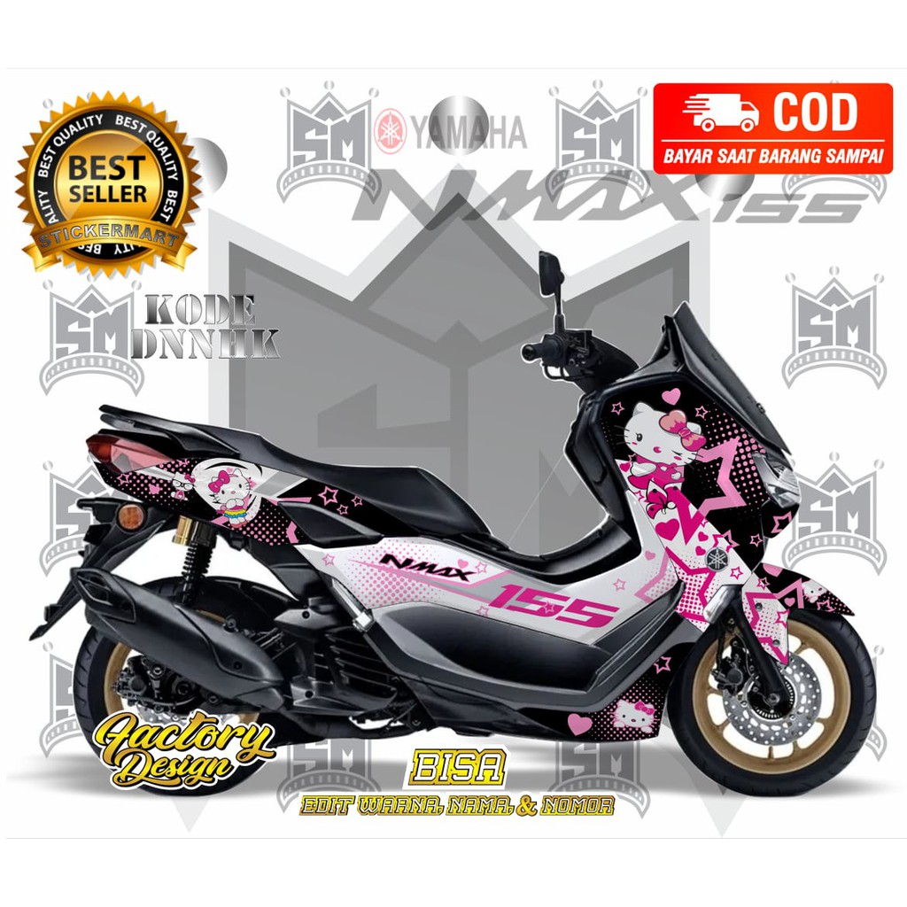 Sticker decal full body Yamaha nmax Hello Kitty Putih Hitam Pink