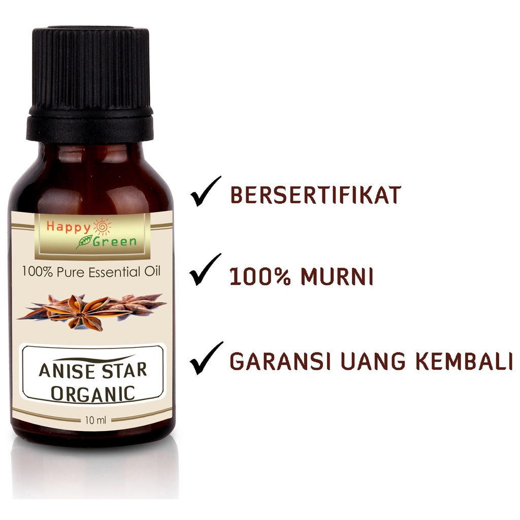 Happy Green ORGANIC Anise Star Essential Oil - Minyak Lawang Pekak