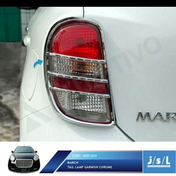 Garnish Lampu Belakang Nissan March / Tail Lamp Garnish Chrome