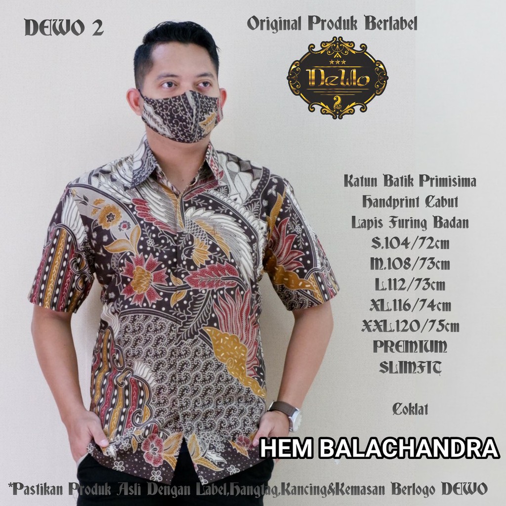 BALACHANDRA COKLAT Kemeja Batik Pria Lengan Pendek | Hem Batik Pria FULL FURING DeWo