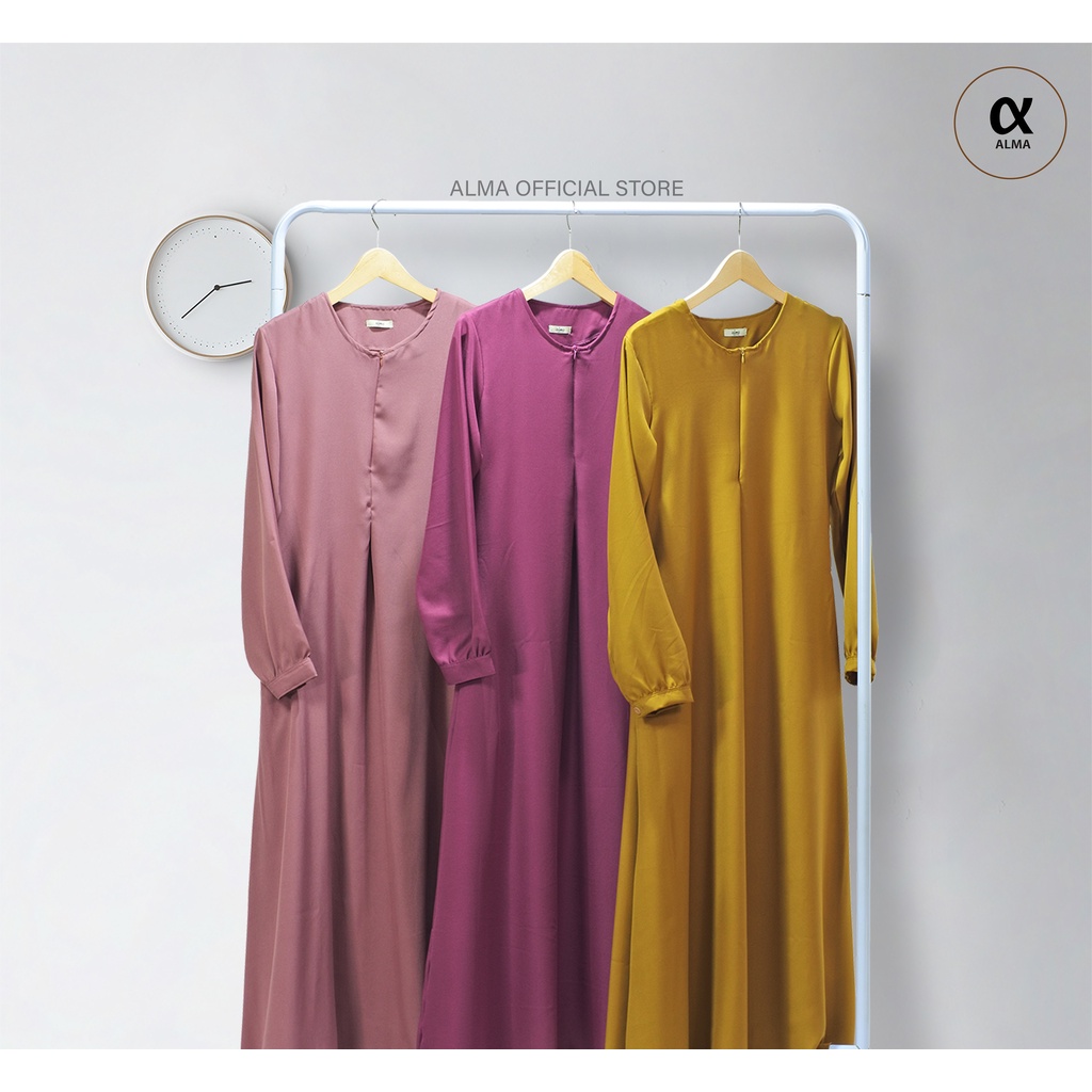 Gamis Polos Syakila Tangan Kancing Simple Size S M L XL XXL Dress Polos Jumbo BIg Size