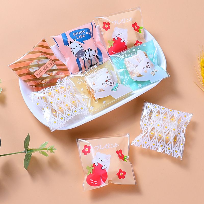 100pcs packing plastik cookies baking tools kantong bungkus kue sovenir ulang tahun 7x7