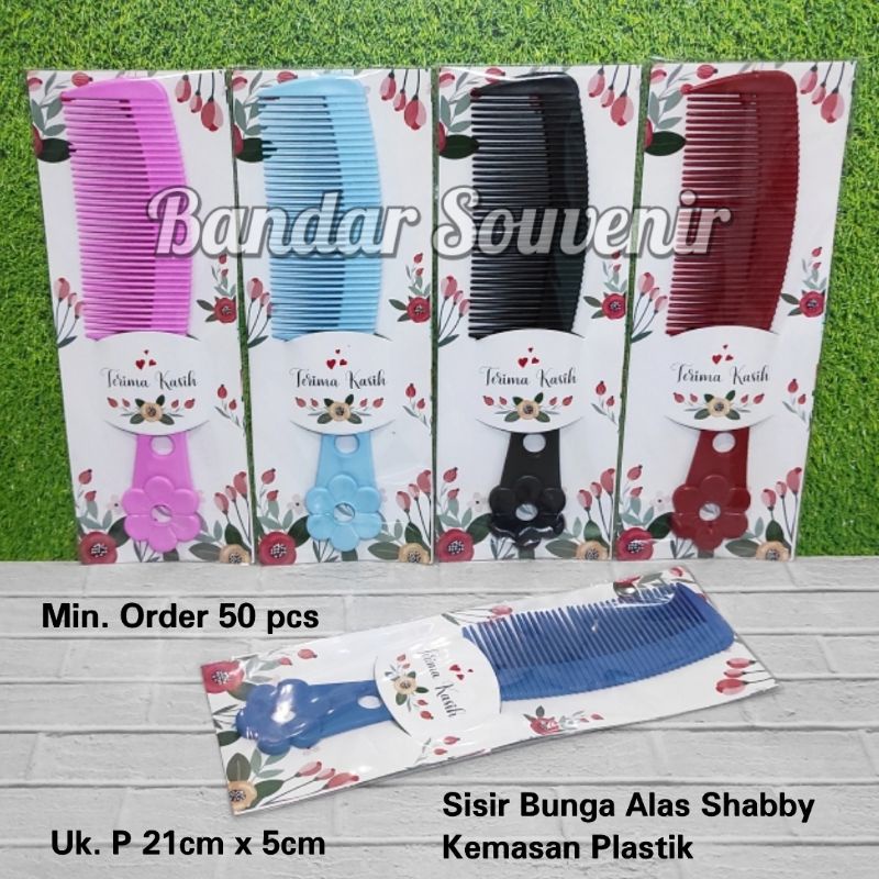 Isi 50 pcs Souvenir ORI Sisir Besar Uk. 21cm Alas Shabby Dibungkus Plastik