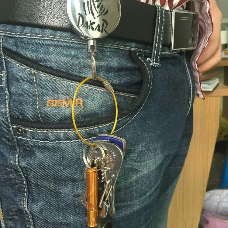 Carabiner Tali Besi Gantungan Kunci Organizer Kawat Metal Stainless Steel Wire Rope Keys Hanging