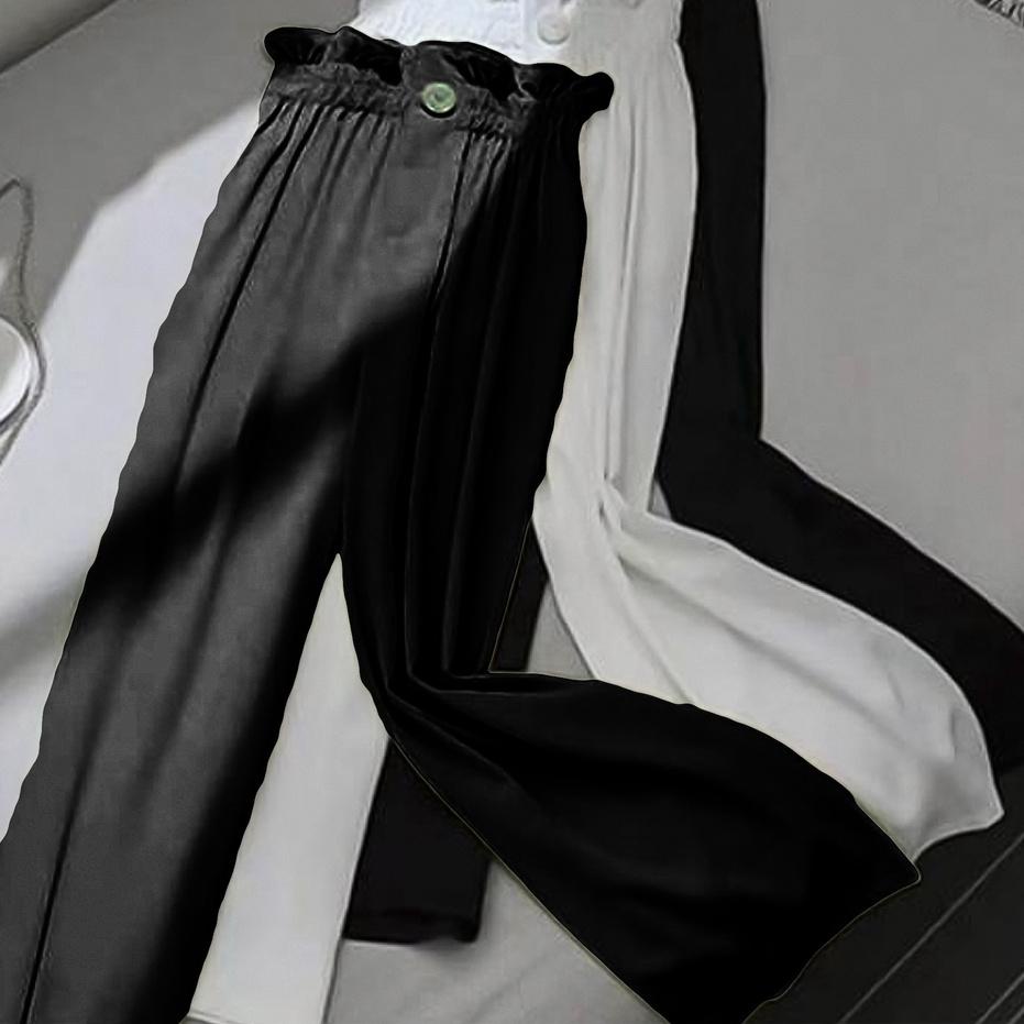 (TERBAIK) Celana Wanita Kulot Panjang Terbaru 2022 Model Korea Leg Highwaist Pinggang Karet Elastis 