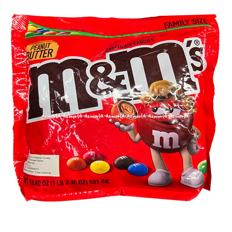 M&amp;M's Peanut 521gr Caramel Peanut Butter Chocolate Candies Family Size Coklat M&amp;M Bulat Coklat Warna Warni Rasa Kacang Peanuts M &amp; M MM