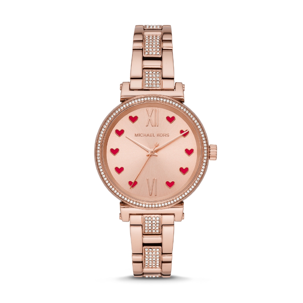 Michael Kors Petite Sofie Rose Gold Silver Pave Bracelet - MK4457 - Jam Tangan Wanita Original