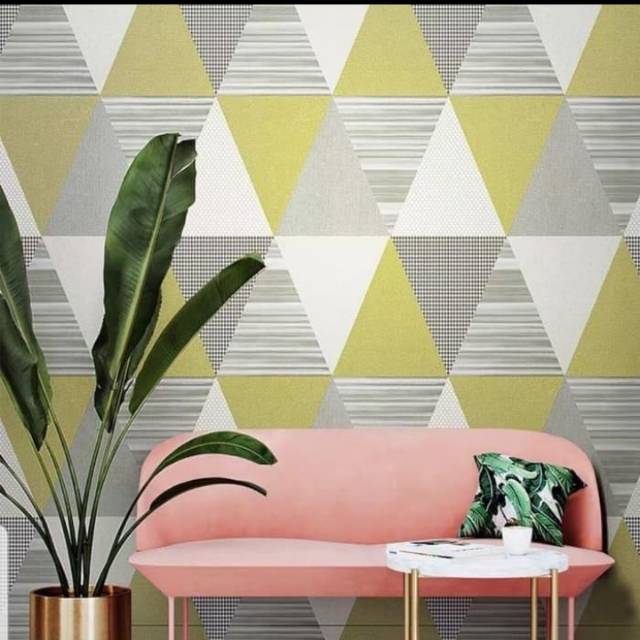 Wallpaper stiker dinding motif segitiga kuning ukuran Wallpaper stiker dinding motif segitiga kuning ukuran