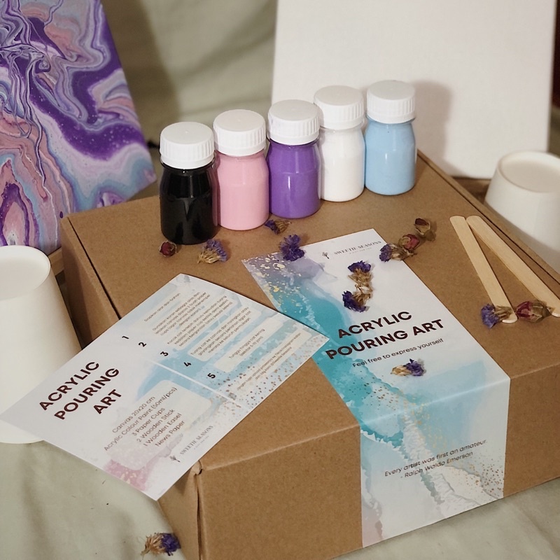 

tyvf DIY Acrylic Pouring Art by Sweetie Seasons Termasuk Easel Pouring Paint Art DIY Pouring Kit DIY