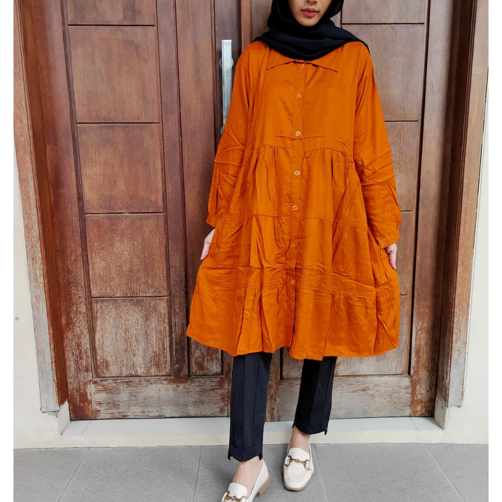 Tunik Wanita Rayon Twill Premium Terbaru Jumbo Ld 120  Kancing Aktif Busui Model Umpak