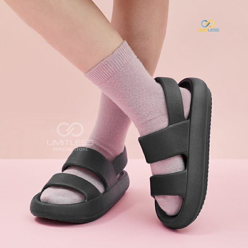 Limitless - Sandal Wanita Tali Belakang Empuk Sendal Gunung Lalisa Korean Cewek Sandal Slop Wedges