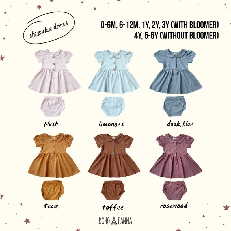 Dress Anak Shizuka Dress Boho Baby 0-6 Tahun Bohopanna Bohobaby