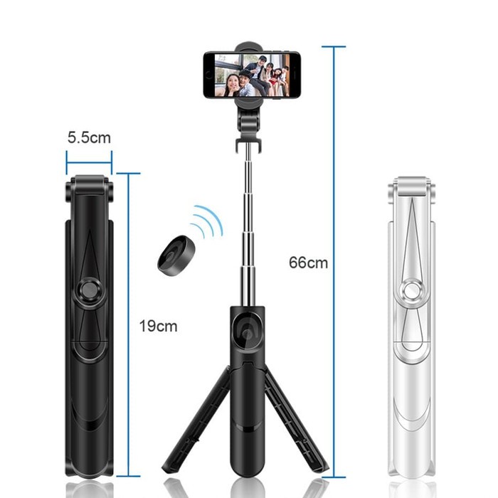 NR Tripod Stick Tongsis Selfie Bluetooth Remote Monopod Holder Berdiri