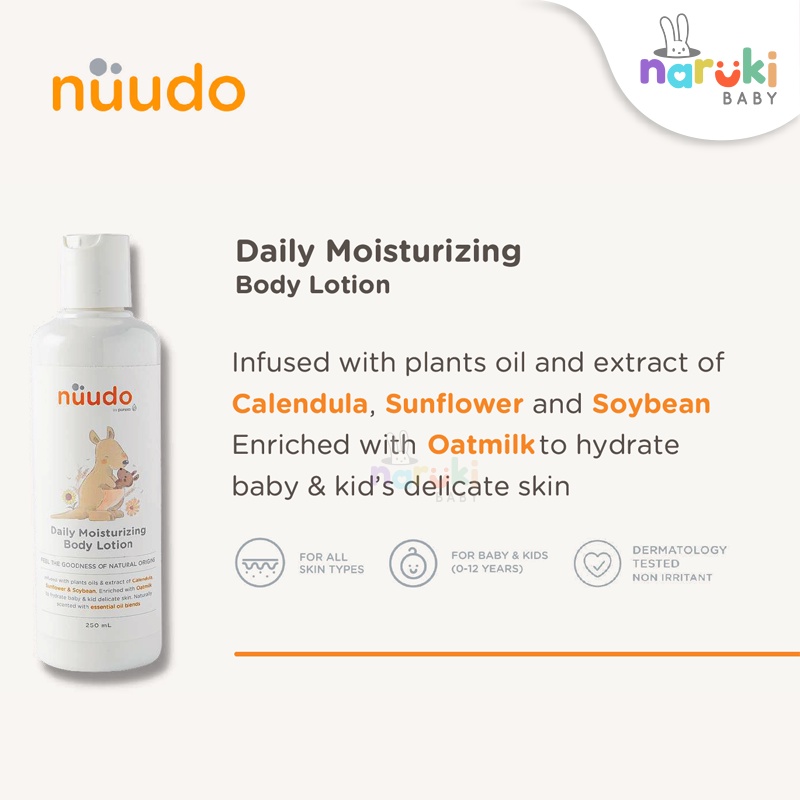 Nuudo Kids Daily Moisturizing Body Lotion 60ml / 250ml / 475ml by Pureco Pelembab Tubuh Bayi Anak